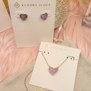 NWT&BOX Kendra Scott Ari Heart Set In Amethyst & Silver